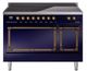 Ilve® Nostalgie II Noblesse 48'' Midnight Blue Pro Style Induction Range with Burnished Trim-0