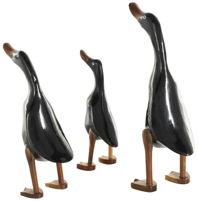 Deco Marche 3-Piece Black Duck Decorative Sculpture with Brown Accents-1