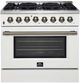 FORNO® Galiano 36" Stainless Steel Pro Style Dual Fuel Range with White Door with Antique Brass Accents-0
