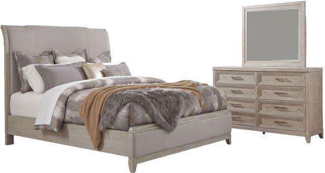Liberty Furniture Belmar 3-Piece Silver Champagne/Washed Taupe Queen Upholstered Sleigh Bedroom Set-0