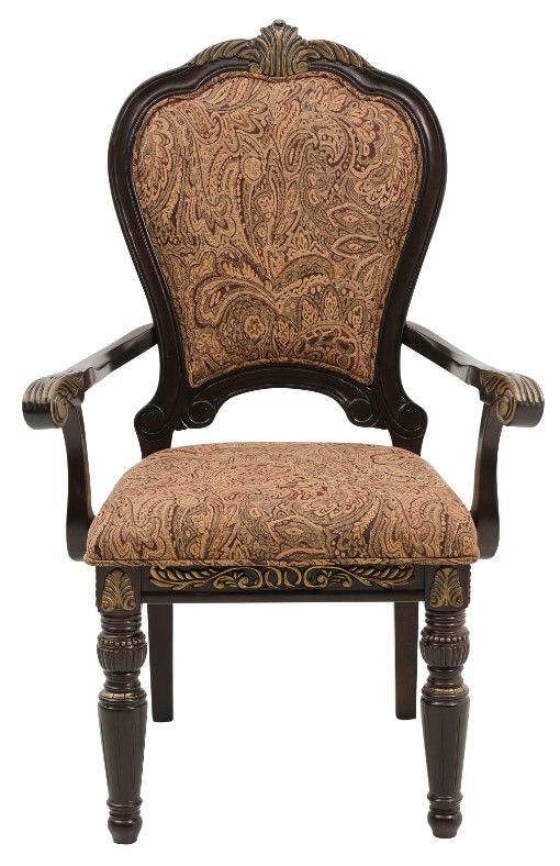 Homelegance® Russian Hill Cherry/Jacquard Dining Arm Chair-2