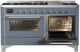 Ilve® Majestic III 60" Blue Gray Pro Style Dual Fuel Liquid Propane Range with Triple Glass Door and Chrome Trim-4