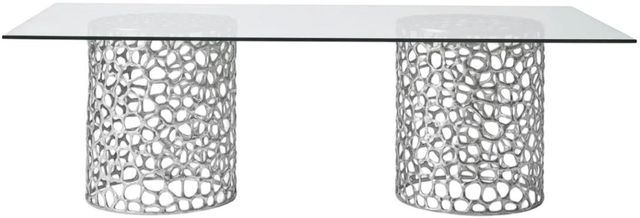 Universal Explore Home™ Oasis Coastal Living Home Glass Top Rectangular Dining Table with Antique Nickel Base-3