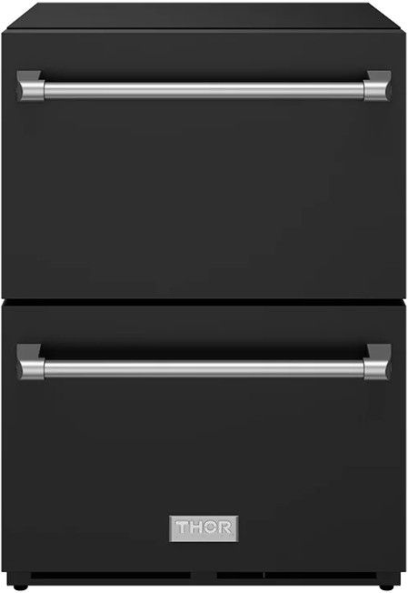 Thor Kitchen Gordon Ramsay Collection 3.4 Cu. Ft. Anti-Fingerprint Black Under the Counter Freezer Drawer with Stainless Steel Handle-0