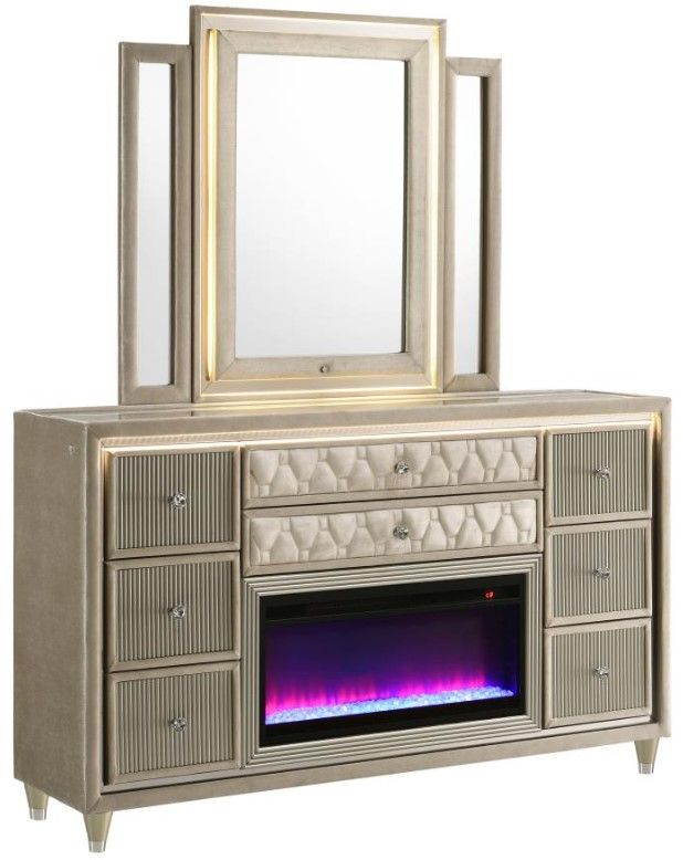 Coaster® Lorient Camel/Ivory Dresser and Mirror with LED-0