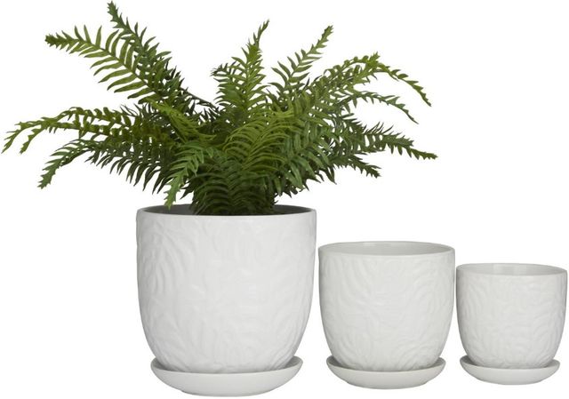 Deco Marche 3-Piece White Ceramic Planter Set-1