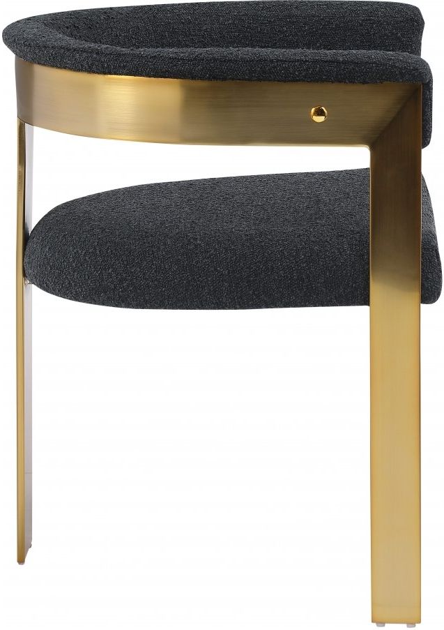 Meridian Furniture Romeo Black/Brushed Gold Boucle Upholstered Dining Chair-3