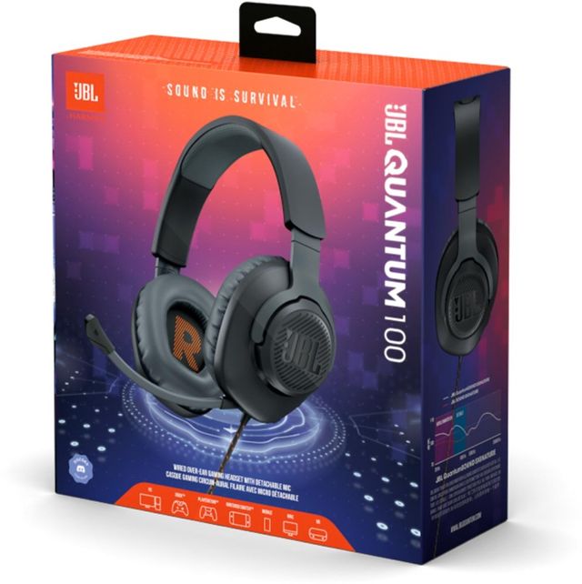 JBL Quantum 100 Black Wired Over-Ear Gaming Headphones with Mic-10