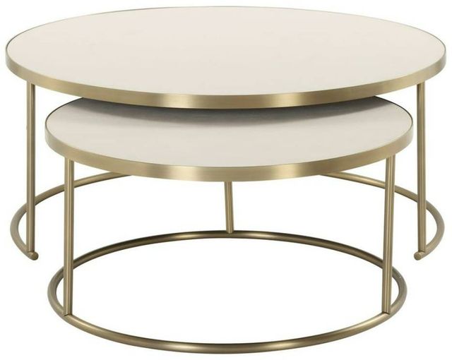 Uttermost® Aragon 2-Piece White Nesting Coffee Table Set with Brass Base-3