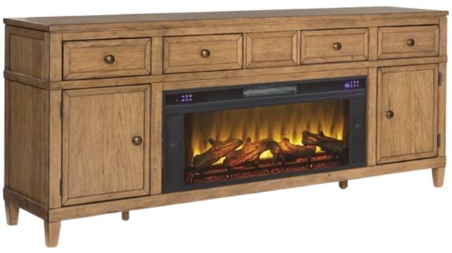Signature Design by Ashley® Sharlance Light Brown 81" TV Stand with Electric Fireplace-0
