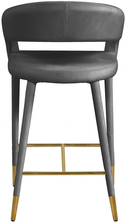 Meridian Furniture Destiny Grey Velvet Stool-1
