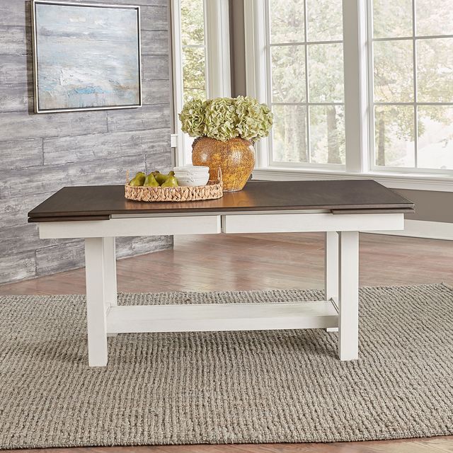 Liberty Furniture Brook Bay Carbon Gray/Textured White Trestle Dining Table-3