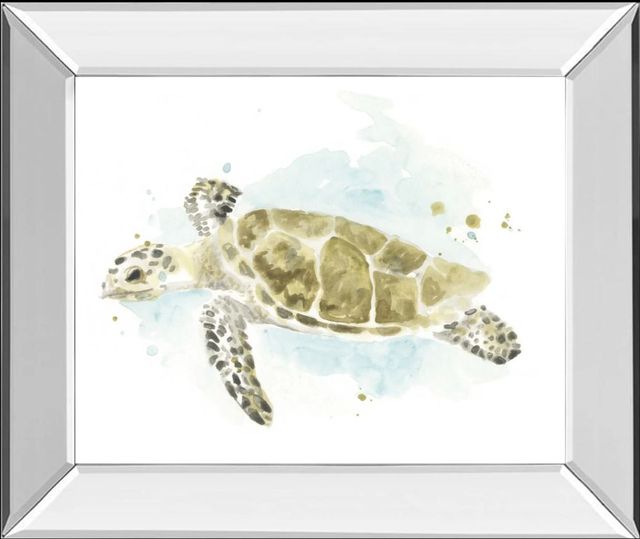 Classy Art Watercolor Sea Turtle Study II by June Erica Vess Mirror Framed Wall Art-0