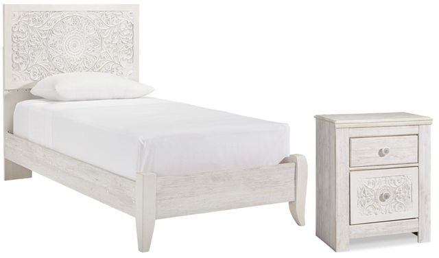 Signature Design by Ashley® Paxberry 2-Piece Whitewash Twin Panel Bed Set-0