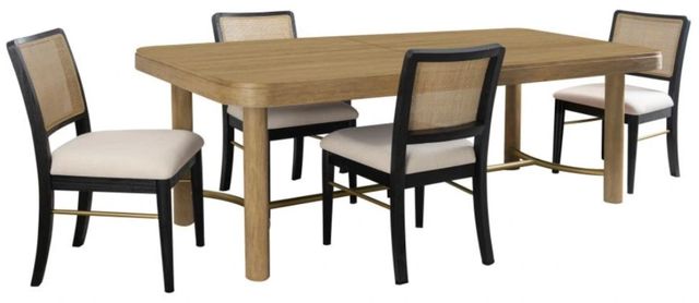 Coaster® Arini 5-Piece Black/Cream/Sand Wash Extension Leaf Dining Table Set-0