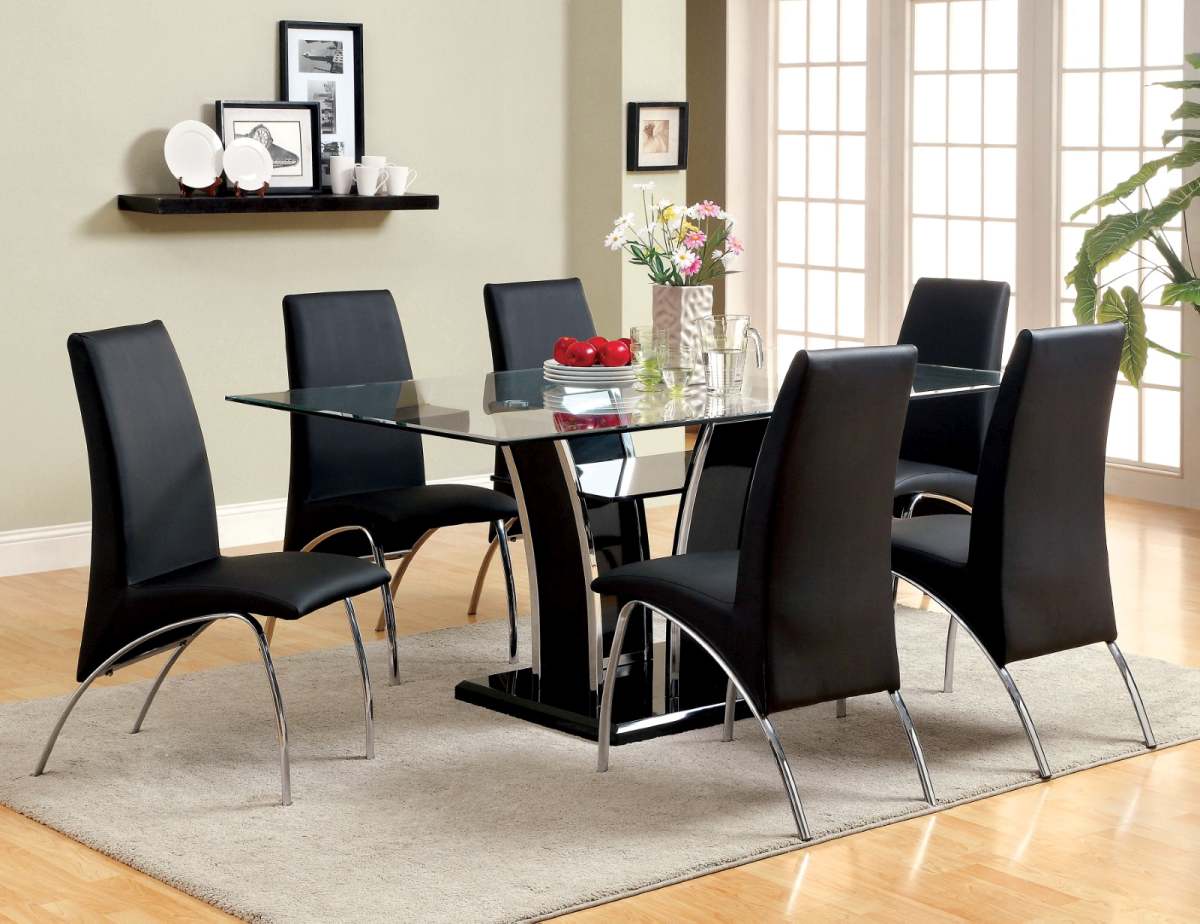 Furniture of America® Glenview 7-Piece Glass Top Dining Set with