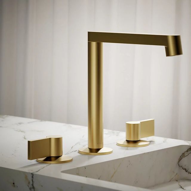KOHLER® Components® Vibrant Brushed Moderne Brass Lever Bathroom Sink Faucet Handles-3