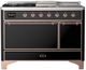 Ilve® Majestic III 48" Glossy Black Pro Style Dual Fuel Natural Gas Range with French Top and Copper Trim-0
