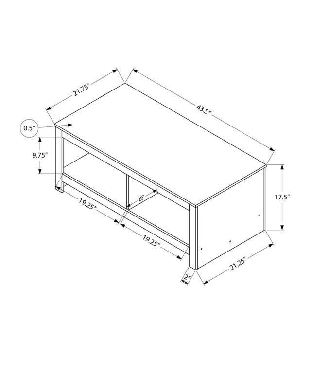 Monarch Specialties Inc. Rustic Grey 44" Coffee Table-2