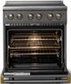 Viking® 5 Series 30" Damascus Gray Pro Style Electric Range with Brushed Brass Trim-1