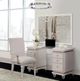 Michael Amini® Glimmering Heights Glass Top Vanity Desk with Ivory Base-1