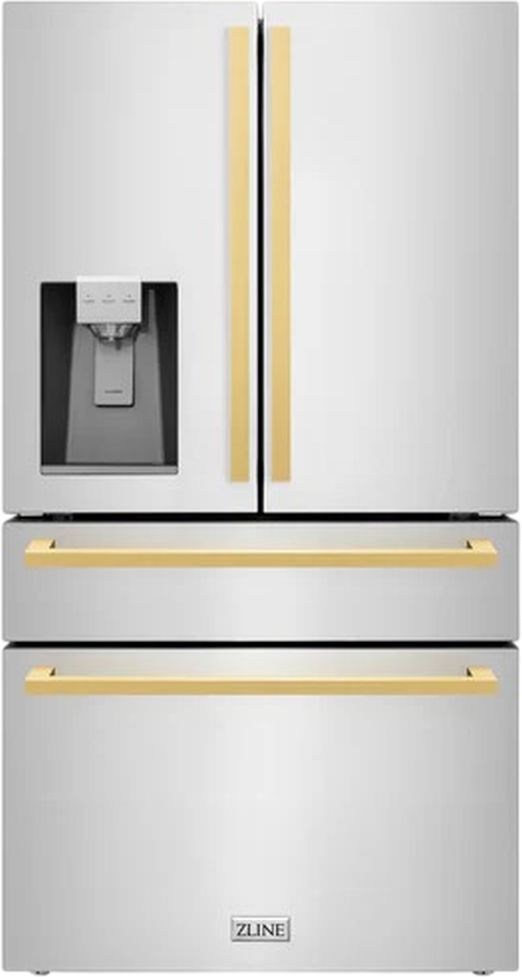 ZLINE Autograph Edition 36" 21.6 Cu. Ft. Stainless Steel Counter Depth Freestanding French Door Refrigerator-0