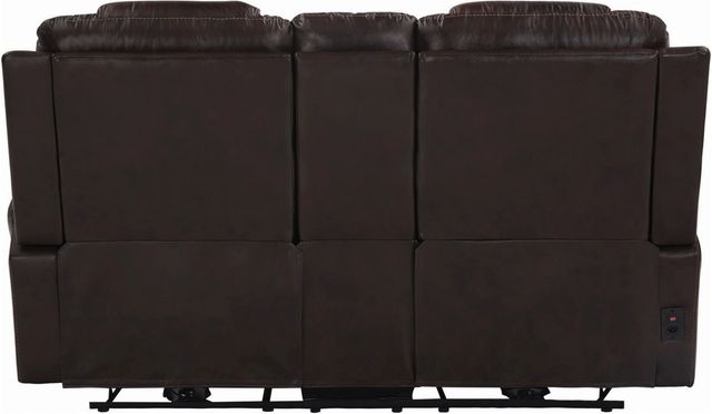 Coaster® North Dark Brown Cushion Back Power Headrest Console Loveseat-3