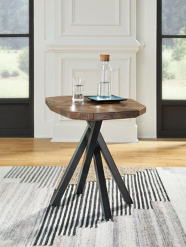 Signature Design by Ashley® Haileeton Brown End Table with Black Metal Base-4