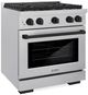 ZLINE Autograph Edition 30" Satin Stainless Steel Pro Style Gas Range with 4 Burner Cooktop and Matte Black Accents-3
