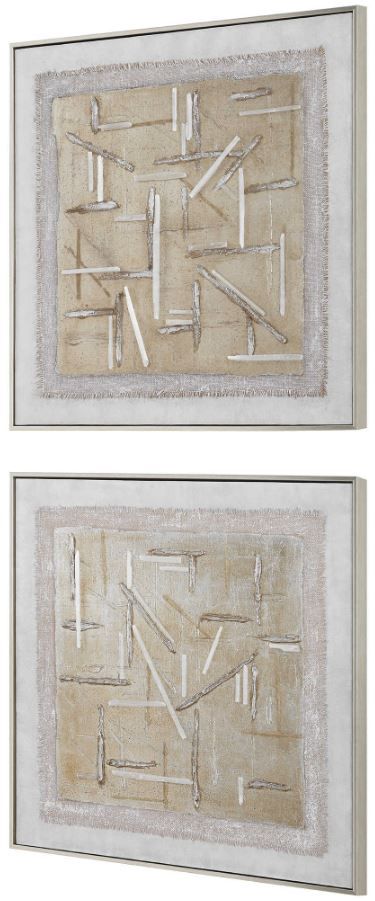 Uttermost® Unpredictable Hand 2-Piece Painted Canvas Wall Art Set-3