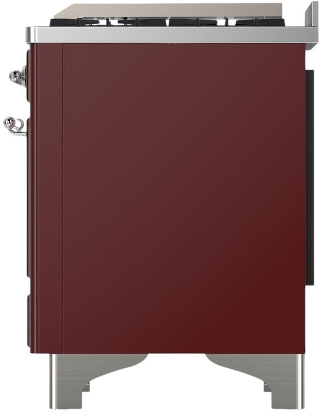 Ilve® Majestic III 60" Burgundy Pro Style Dual Fuel Liquid Propane Range with Griddle and Chrome Trim-3