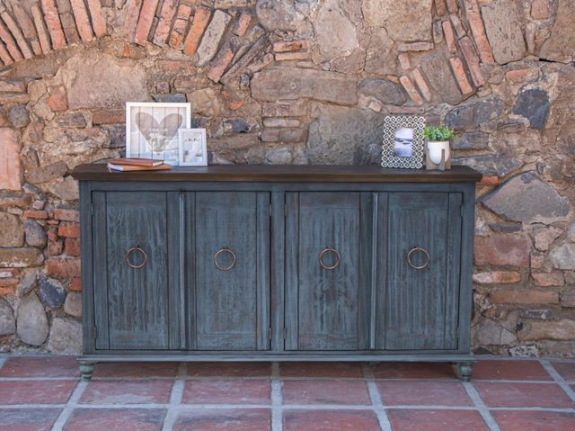 International Furniture Direct Capri Sky Blue Media Console-1