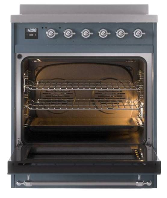 Ilve® Nostalgie II Noblesse 30'' Blue Gray Pro Style Induction Range with Chrome Trim-2