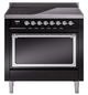 Ilve® Nostalgie II Noblesse 36'' Glossy Black Pro Style Induction Range with Chrome Trim-0