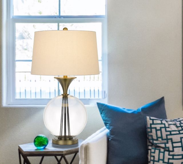 Cal® Lighting & Accessories Moxee Glass/Antique Brass Table Lamp-1