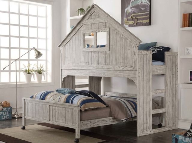 Donco Kids Clubhouse Brushed Driftwood Youth Twin Tall Loft Bed-2