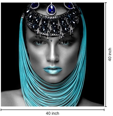 Classy Living Woman of Turquoise Rhinestones 40" Wall Art-2