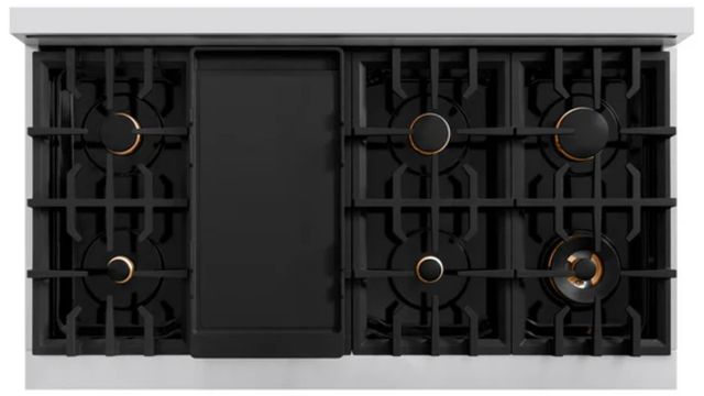 ZLINE Autograph Edition 48" Stainless Steel Gas Rangetop with 8 Burners, Porcelain Cooktop and Matte Black Accents -1