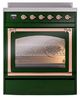 Ilve® Nostalgie II Noblesse 30'' Emerald Green Pro Style Induction Range with Copper Trim-1