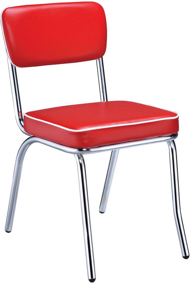 Coaster® Retro 2-Piece Red/Chrome Side Chairs