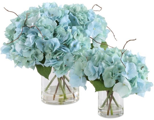 Uttermost® Tranquil 2-Piece Blue/Clear Blooms In Glass Vases Set-2