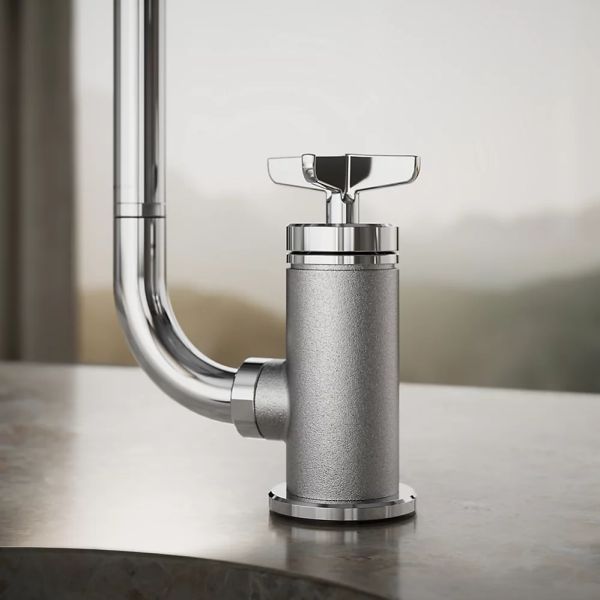 KOHLER® Billet® Polished Chrome 16" Single Cross-Handle Bar Sink Faucet with 2-Function Extended-Reach Spout and Side Sprayer-3