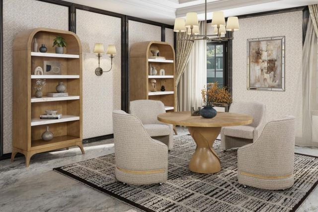 Bernards Tapestry Beige Upholstered Caster Chair-1