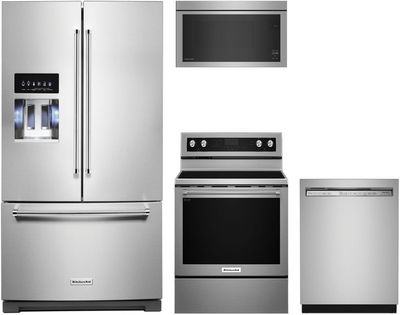 front view of the KitchenAid® 4 Piece Stainless Steel Kitchen Package