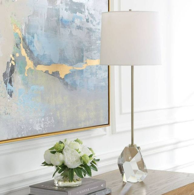 Uttermost® Valentina Crystal Cordless Buffet Lamp with Antique Brass Accent-1