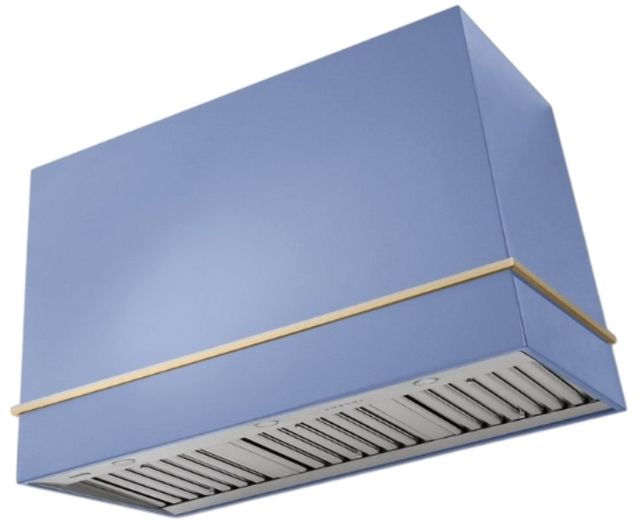 AGA Loge 48" Carnaby Blue Wall Mounted Range Hood with Antique Brass Trim-0