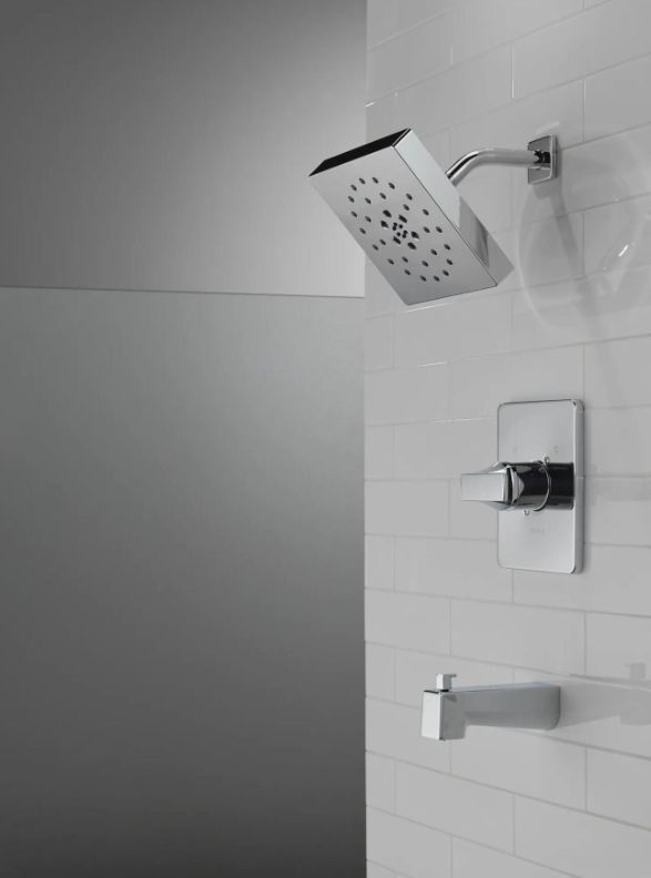 Delta Universal Showering Lumicoat® Chrome Square H2Okinetic® 4-Setting Shower Head with Ultrasoak®-3