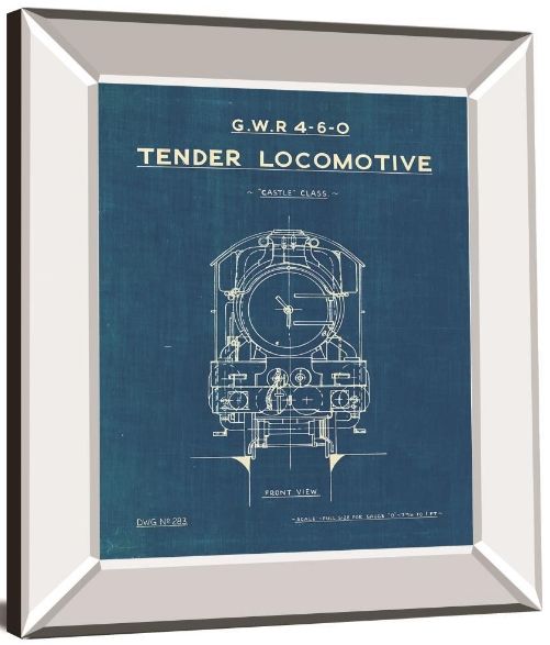 Classy Living Wild Apple Portfolio Locomotive Blueprint II Wall Art-2