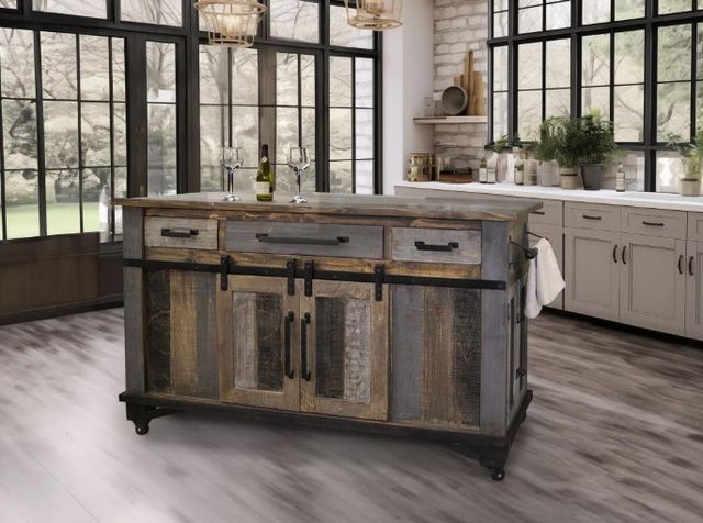 International Furniture Direct Loft Brown Brown/Gray Kitchen Island-1