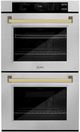 ZLINE Autograph Edition Professional 30" Stainless Steel Double Electric Wall Oven with Polished Gold Accents-0